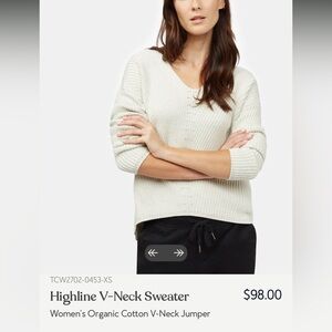 tentree Women's Organic Cotton V-Neck Sweater in Cream